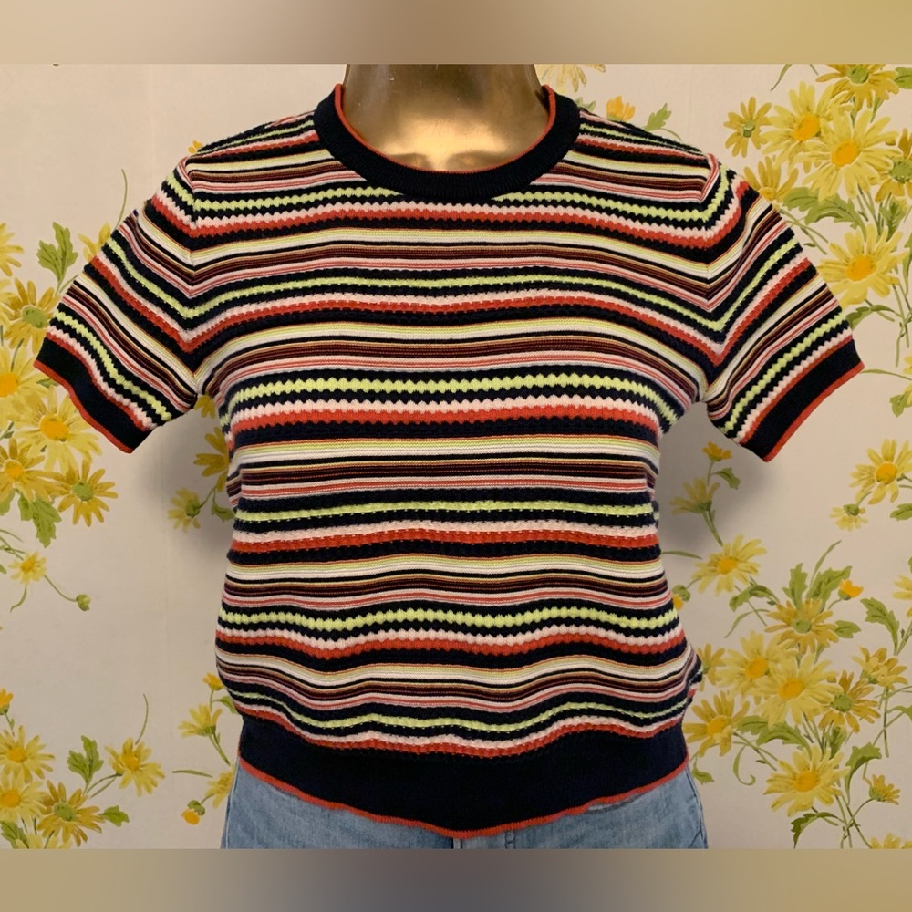 Zara striped knit shirt sleeve top size S